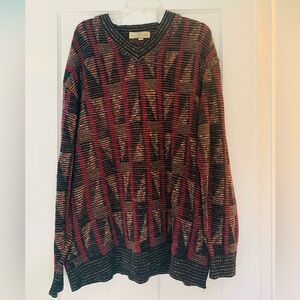 Vintage V-Neck Sweater retro preppy Merino Wool blend Y2K Made in Italy